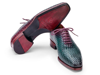Paul Parkman Men's Woven Leather Oxfords In Green And Purple Shoes by Paul Parkman – Don't Panic Shoes