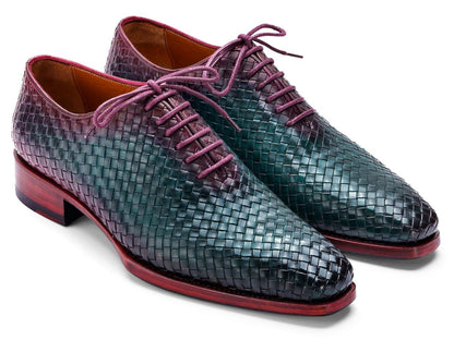 Paul Parkman Men's Woven Leather Oxfords In Green And Purple Shoes by Paul Parkman – Don't Panic Shoes
