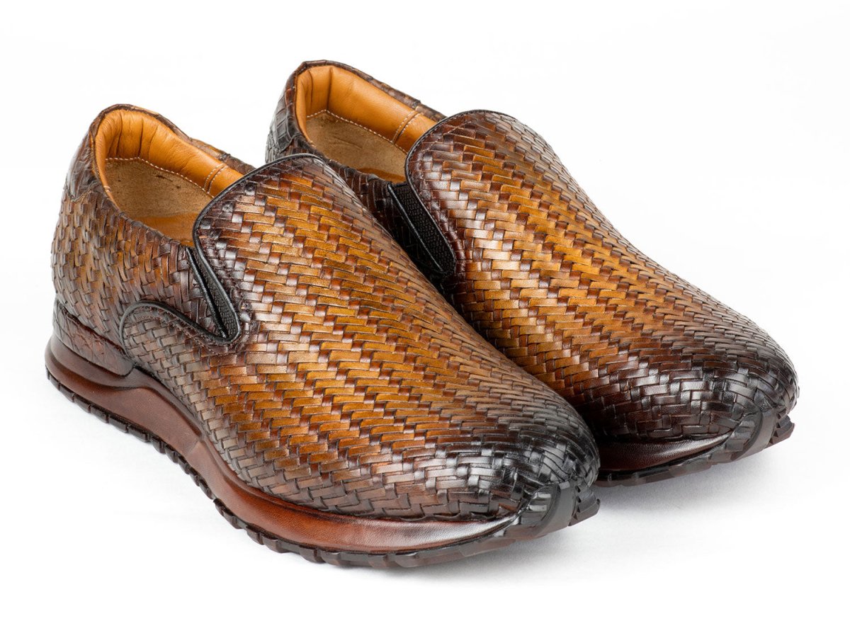 Paul Parkman Men's Woven Leather Slip - On Sneakers In Brown Shoes by Paul Parkman – Don't Panic Shoes