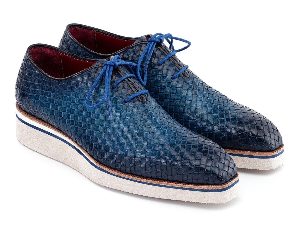 Paul Parkman Men's Woven Leather Smart Casual Shoes In Blue Shoes by Paul Parkman – Don't Panic Shoes