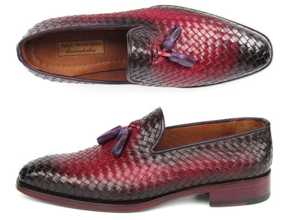 Paul Parkman Men's Woven Leather Tassel Loafers Burgundy (IdWvn88 - Bur) Shoes by Paul Parkman – Don't Panic Shoes