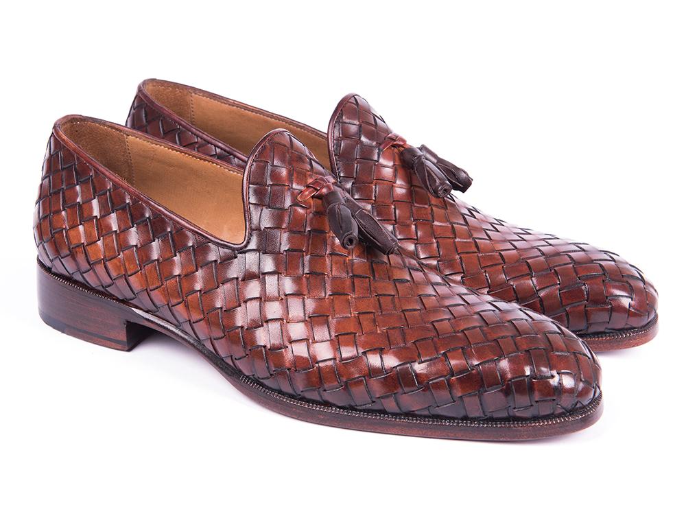 Paul Parkman Men's Woven Leather Tassel Loafers In Brown Shoes by Paul Parkman – Don't Panic Shoes
