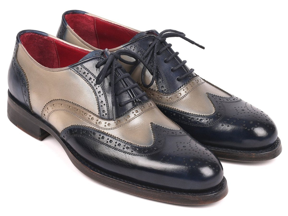Paul Parkman Navy And Gray Wingtip Oxfords Goodyear Welted (Id027 - Nvygry) by Paul Parkman – Don't Panic Shoes