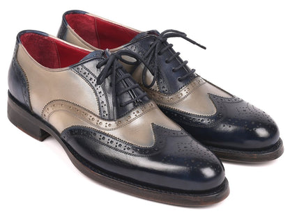 Paul Parkman Navy And Gray Wingtip Oxfords Goodyear Welted (Id027 - Nvygry) by Paul Parkman – Don't Panic Shoes