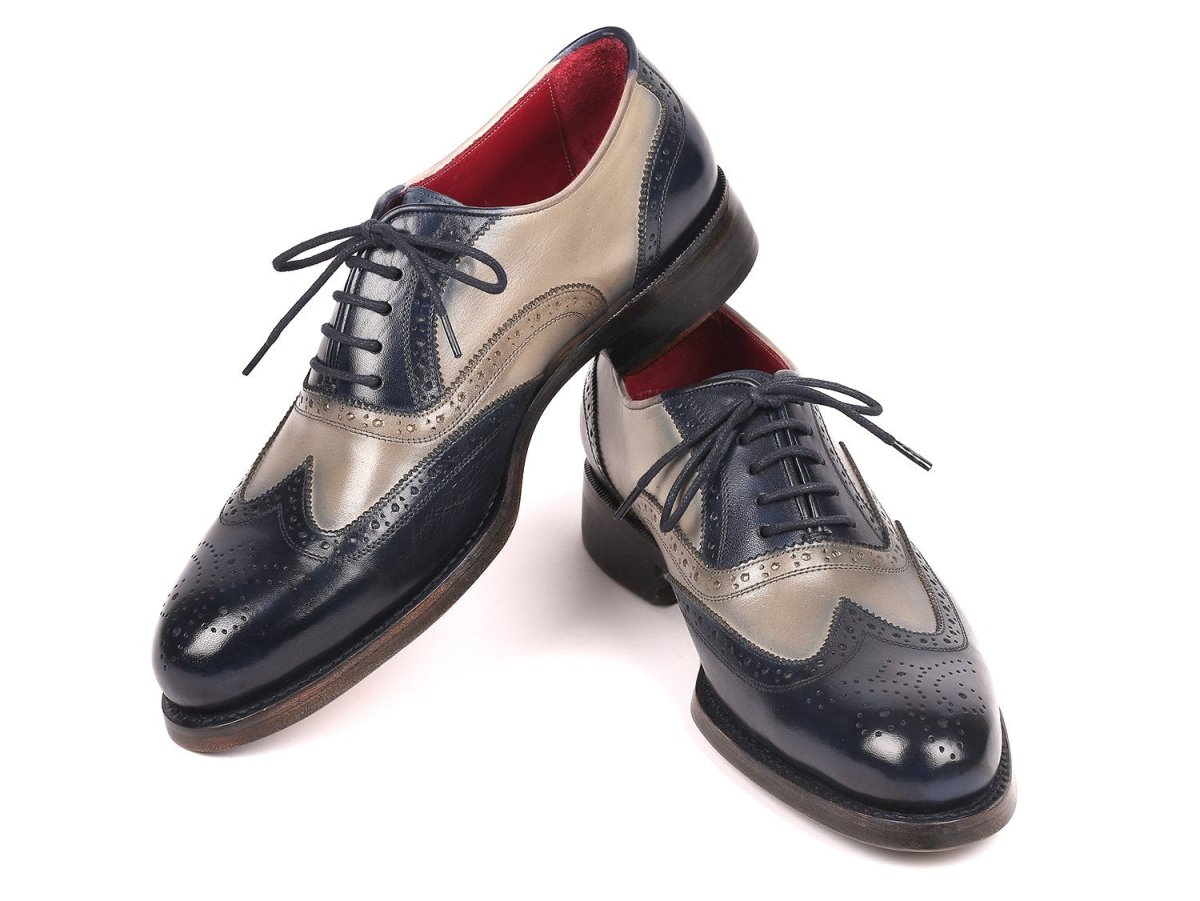 Paul Parkman Navy And Gray Wingtip Oxfords Goodyear Welted (Id027 - Nvygry) by Paul Parkman – Don't Panic Shoes