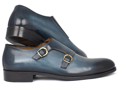 Paul Parkman Navy Double Monkstrap Shoes (IdHt54 - Navy) by Paul Parkman – Don't Panic Shoes