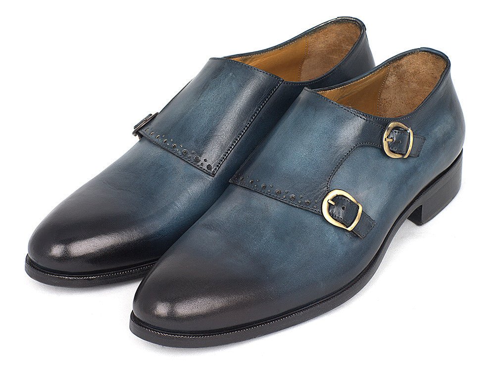 Paul Parkman Navy Double Monkstrap Shoes (IdHt54 - Navy) by Paul Parkman – Don't Panic Shoes