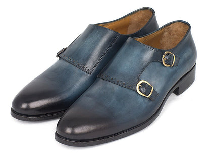 Paul Parkman Navy Double Monkstrap Shoes (IdHt54 - Navy) by Paul Parkman – Don't Panic Shoes