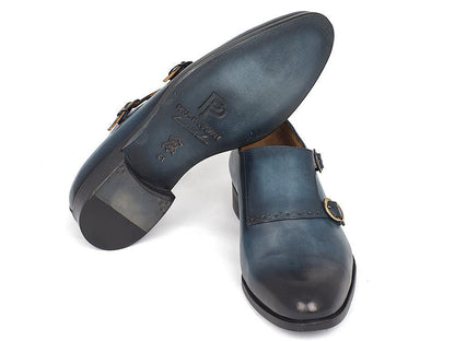 Paul Parkman Navy Double Monkstrap Shoes (IdHt54 - Navy) by Paul Parkman – Don't Panic Shoes