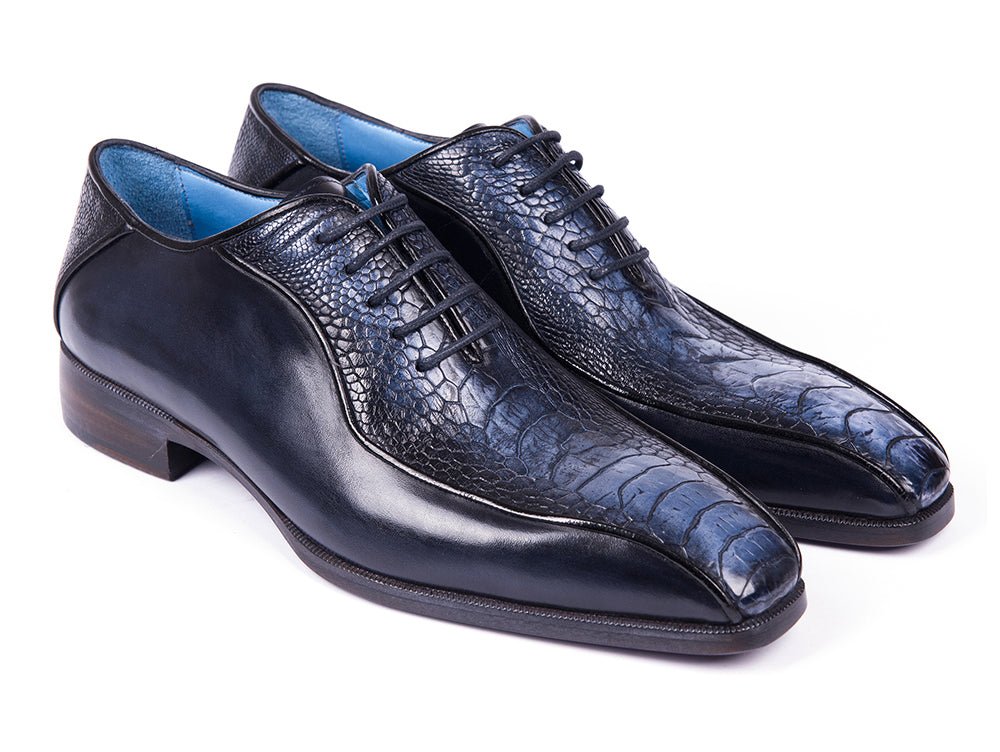Paul Parkman Navy Genuine Ostrich Leg Bicycle Toe Oxfords (Id94dlnvy) Shoes by Paul Parkman – Don't Panic Shoes