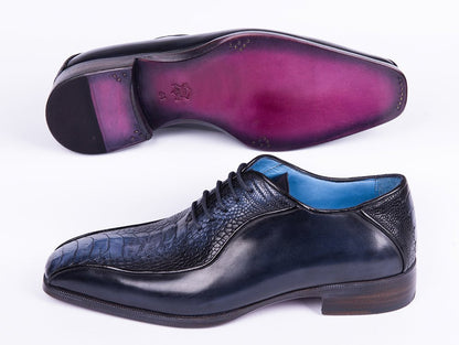 Paul Parkman Navy Genuine Ostrich Leg Bicycle Toe Oxfords (Id94dlnvy) Shoes by Paul Parkman – Don't Panic Shoes