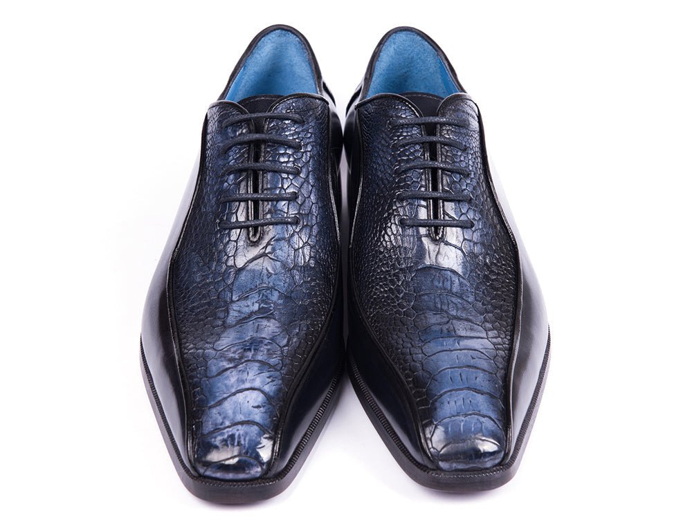 Paul Parkman Navy Genuine Ostrich Leg Bicycle Toe Oxfords (Id94dlnvy) Shoes by Paul Parkman – Don't Panic Shoes