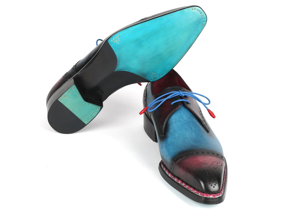 Paul Parkman Norwegian Welted Cap Toe Derby Shoes Blue And Purple (Id8508 - Pbl) Shoes by Paul Parkman – Don't Panic Shoes