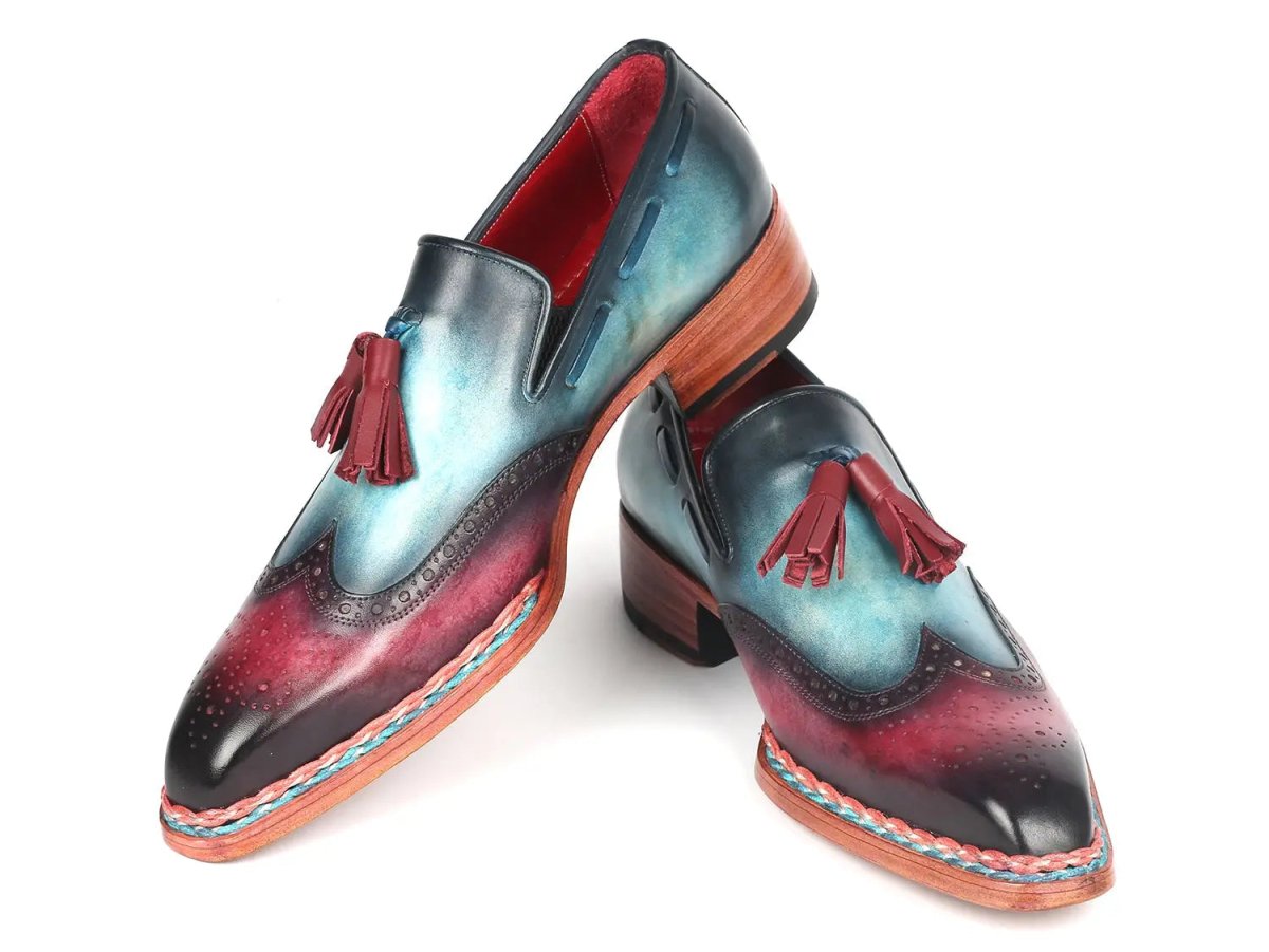 Paul Parkman Norwegian Welted Tassel Loafers In Blue And Purple Shoes by Paul Parkman – Don't Panic Shoes