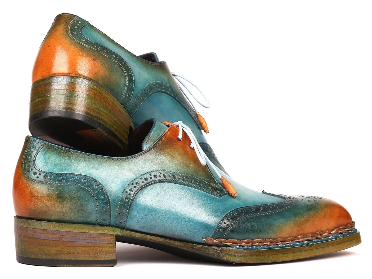 Paul Parkman Norwegian Welted WIngtip Derby Shoes in Turquoise And Tobacco Shoes by Paul Parkman – Don't Panic Shoes