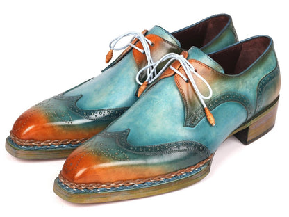 Paul Parkman Norwegian Welted Wingtip Derby Shoes Turquoise And Tobacco (Id8506 - Trq) by Paul Parkman – Don't Panic Shoes