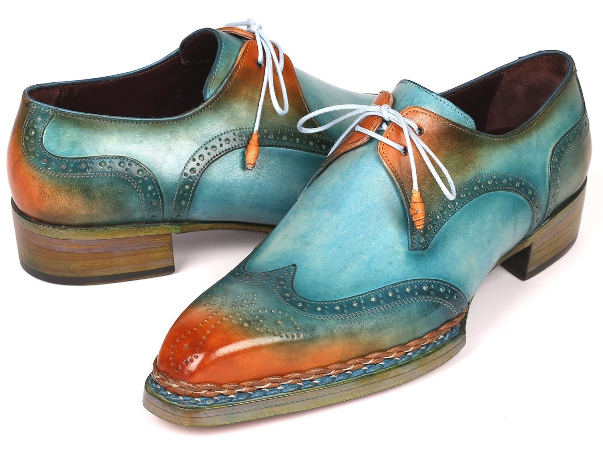 Paul Parkman Norwegian Welted Wingtip Derby Shoes Turquoise And Tobacco (Id8506 - Trq) by Paul Parkman – Don't Panic Shoes