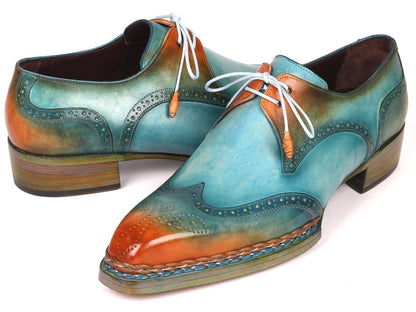 Paul Parkman Norwegian Welted Wingtip Derby Shoes Turquoise And Tobacco (Id8506 - Trq) by Paul Parkman – Don't Panic Shoes