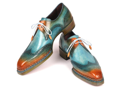 Paul Parkman Norwegian Welted Wingtip Derby Shoes Turquoise And Tobacco (Id8506 - Trq) by Paul Parkman – Don't Panic Shoes