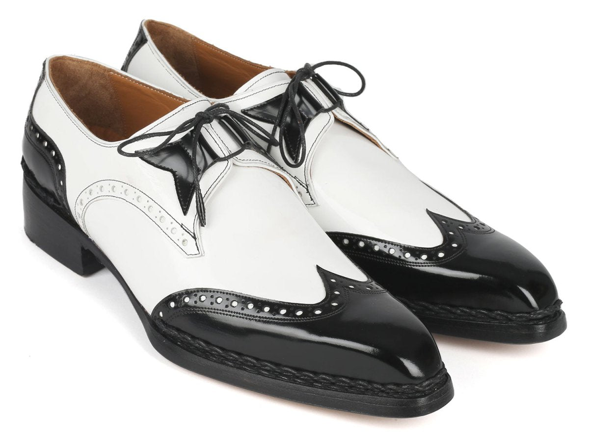 Paul Parkman Norwegian Welted Wingtip Men's Dress Shoes Black And White (Id8505 - Bnw) Shoes by Paul Parkman – Don't Panic Shoes