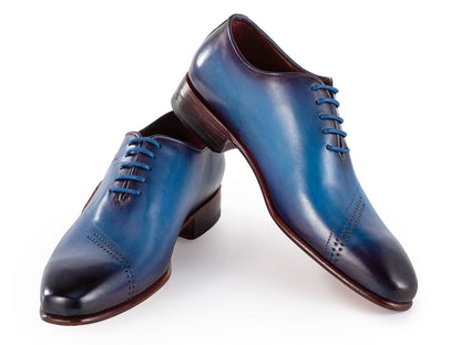 Paul Parkman Opanka Construction Blue Hand - Painted Oxfords (IdOpk66bl) by Paul Parkman – Don't Panic Shoes