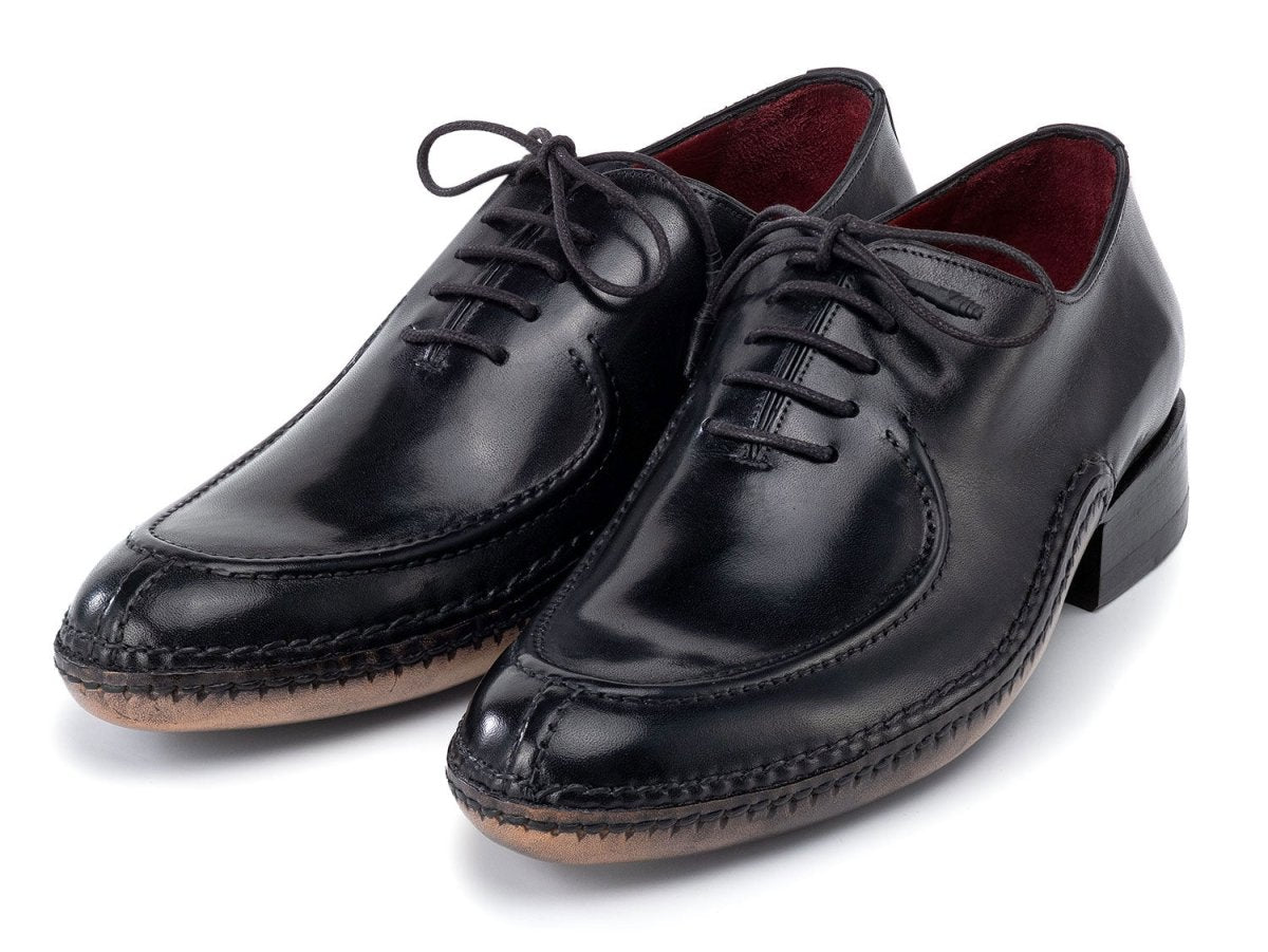 Paul Parkman Opanka Stitched Men's Custom Made Split Toe Black Leather Oxford Shoes 054 - Blk by Paul Parkman – Don't Panic Shoes
