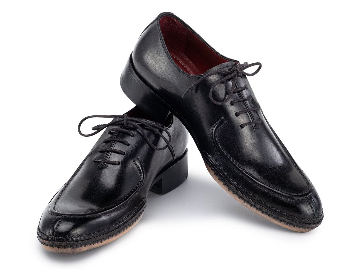 Paul Parkman Opanka Stitched Men's Custom Made Split Toe Black Leather Oxford Shoes 054 - Blk by Paul Parkman – Don't Panic Shoes