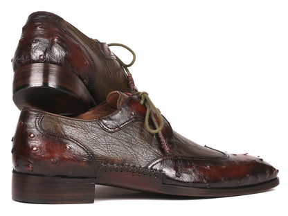 Paul Parkman Ostrich Skin Wingtip Derby Shoes Brown And Green (Id844h389) Shoes by Paul Parkman – Don't Panic Shoes