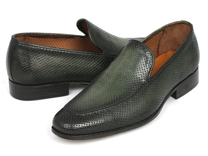 Paul Parkman Perforated Leather Loafers Green (Id874 - Grn) by Paul Parkman – Don't Panic Shoes