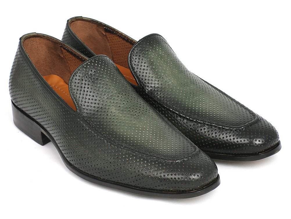 Paul Parkman Perforated Leather Loafers Green (Id874 - Grn) by Paul Parkman – Don't Panic Shoes
