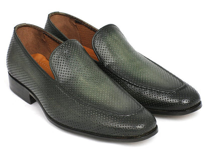 Paul Parkman Perforated Leather Loafers Green (Id874 - Grn) by Paul Parkman – Don't Panic Shoes