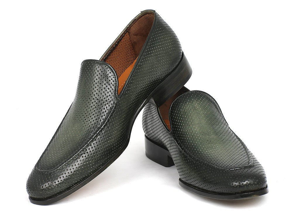 Paul Parkman Perforated Leather Loafers Green (Id874 - Grn) by Paul Parkman – Don't Panic Shoes
