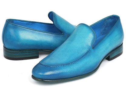 Paul Parkman Perforated Leather Loafers Turquoise (Id874 - Trq) by Paul Parkman – Don't Panic Shoes