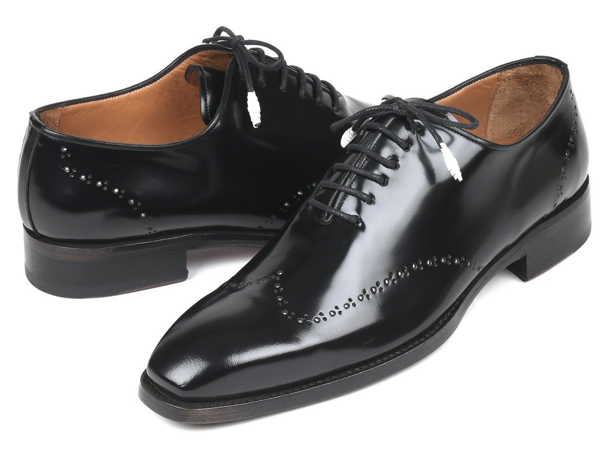 Paul Parkman Polished Leather Goodyear Welted WIngtip Oxfords in Black Shoes by Paul Parkman – Don't Panic Shoes