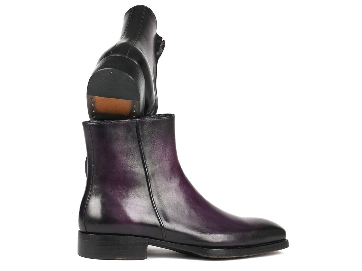 Paul Parkman Purple Burnished Side Zipper Boots Goodyear Welted (IdBt3955 - Prp) by Paul Parkman – Don't Panic Shoes