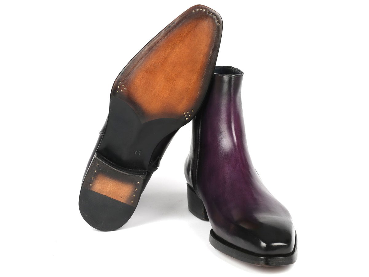 Paul Parkman Purple Burnished Side Zipper Boots Goodyear Welted (IdBt3955 - Prp) by Paul Parkman – Don't Panic Shoes
