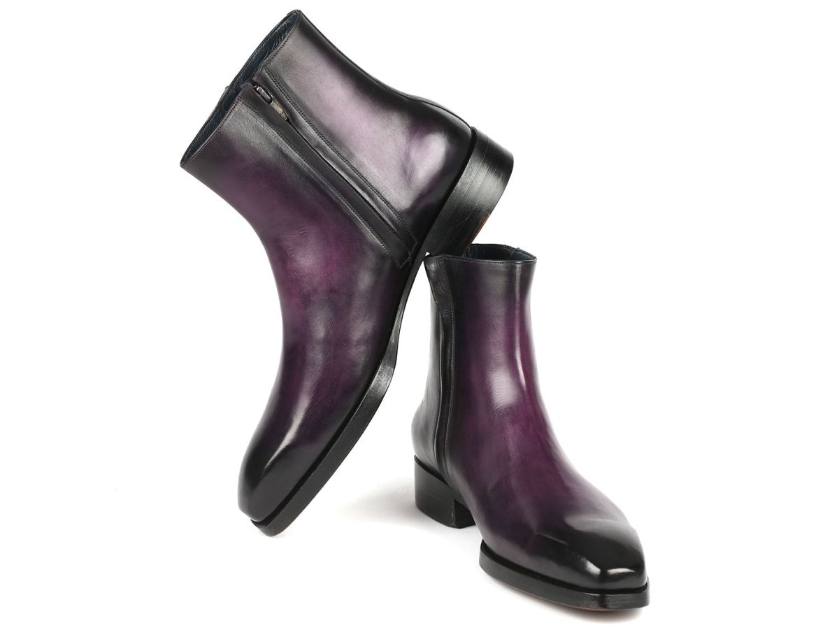 Paul Parkman Purple Burnished Side Zipper Boots Goodyear Welted (IdBt3955 - Prp) by Paul Parkman – Don't Panic Shoes