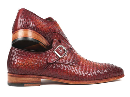 Paul Parkman Reddish Brown Woven Leather Single Monkstraps (Id011wn57) by Paul Parkman – Don't Panic Shoes