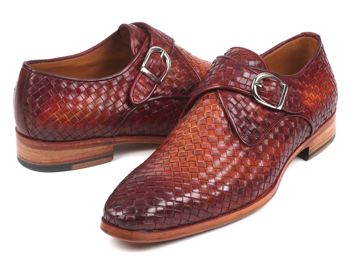 Paul Parkman Reddish Brown Woven Leather Single Monkstraps (Id011wn57) by Paul Parkman – Don't Panic Shoes