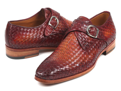 Paul Parkman Reddish Brown Woven Leather Single Monkstraps (Id011wn57) by Paul Parkman – Don't Panic Shoes