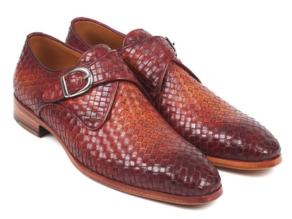 Paul Parkman Reddish Brown Woven Leather Single Monkstraps (Id011wn57) by Paul Parkman – Don't Panic Shoes