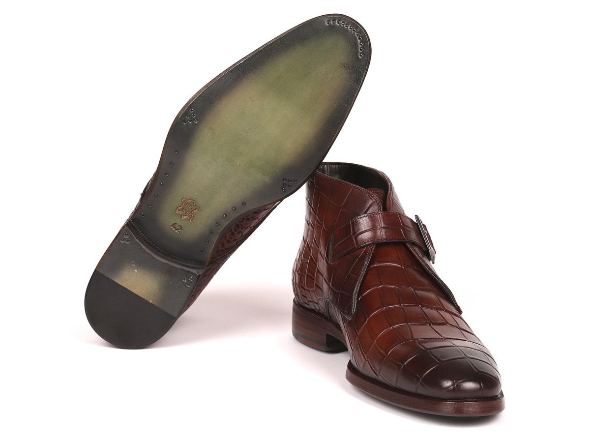 Paul Parkman Single Monk Strap Ankle Boots Brown (Id8638 - Brw) by Paul Parkman – Don't Panic Shoes