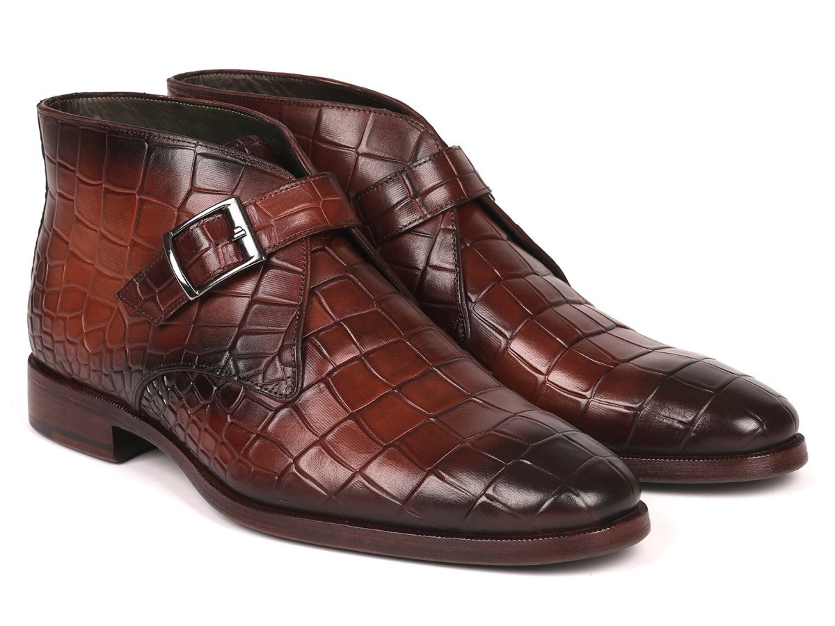 Paul Parkman Single Monk Strap Ankle Boots Brown (Id8638 - Brw) by Paul Parkman – Don't Panic Shoes