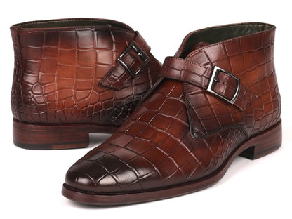 Paul Parkman Single Monk Strap Ankle Boots Brown (Id8638 - Brw) by Paul Parkman – Don't Panic Shoes