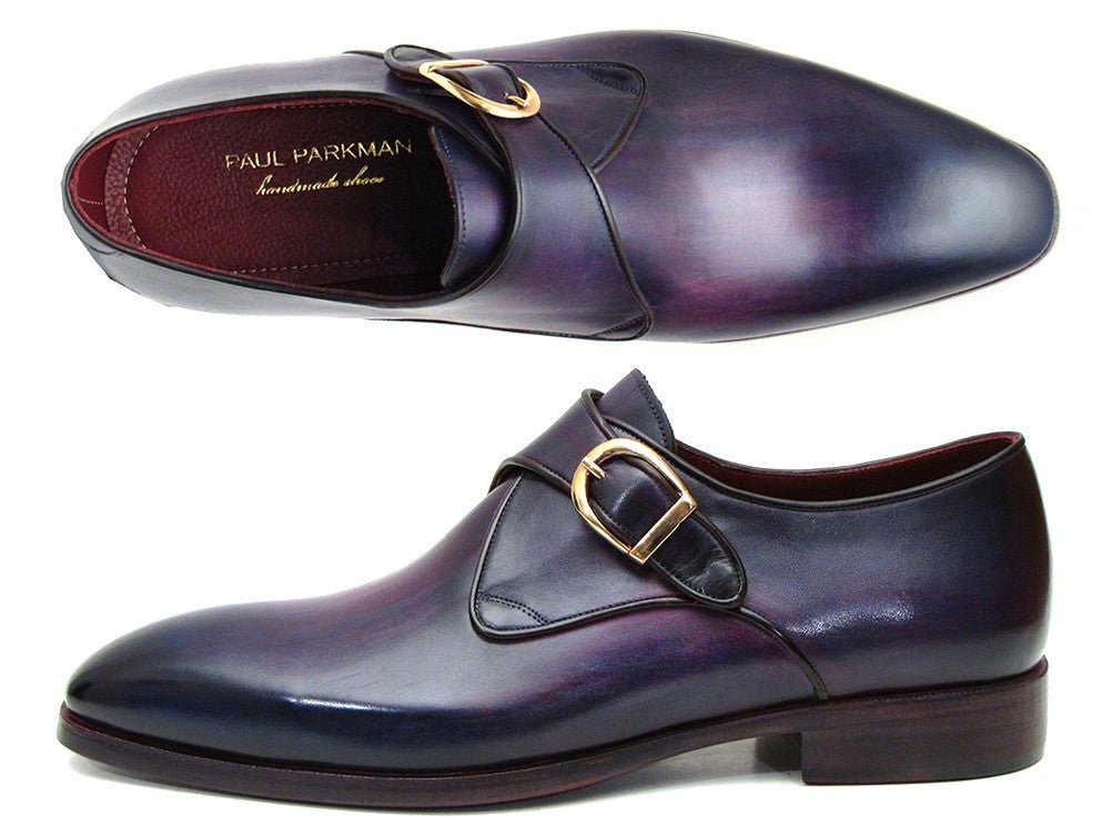 Paul Parkman Single Monkstrap Shoes Purple Leather (IdDw754t) by Paul Parkman – Don't Panic Shoes