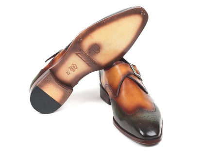 Paul Parkman Single Monkstraps Green And Camel (Id944 - Grn - Cml) by Paul Parkman – Don't Panic Shoes