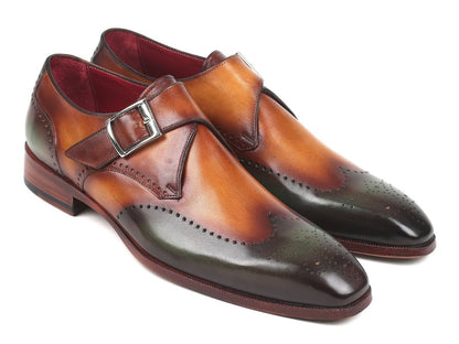 Paul Parkman Single Monkstraps Green And Camel (Id944 - Grn - Cml) by Paul Parkman – Don't Panic Shoes