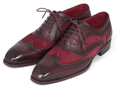 Paul Parkman Suede And Calfskin Men's Wingtip Oxfords Bordeaux (Id228brdsd) by Paul Parkman – Don't Panic Shoes