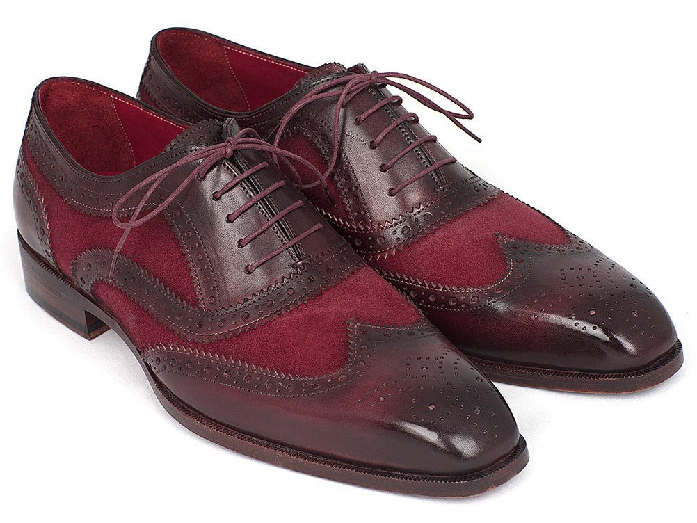 Paul Parkman Suede And Calfskin Men's Wingtip Oxfords Bordeaux (Id228brdsd) by Paul Parkman – Don't Panic Shoes