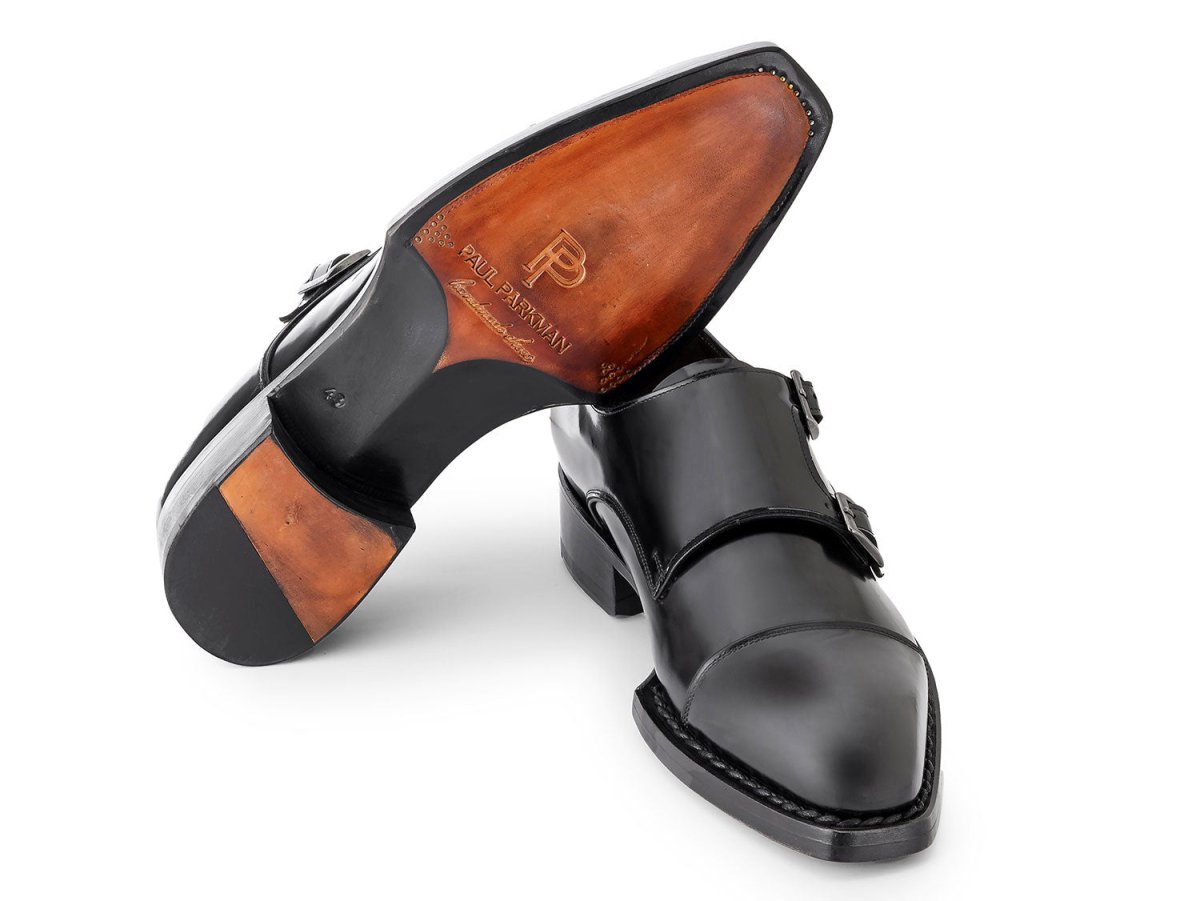 Paul Parkman Triple Leather Sole Hand - Welted Cap Toe Monkstraps Black (IdLx75mnk) by Paul Parkman – Don't Panic Shoes